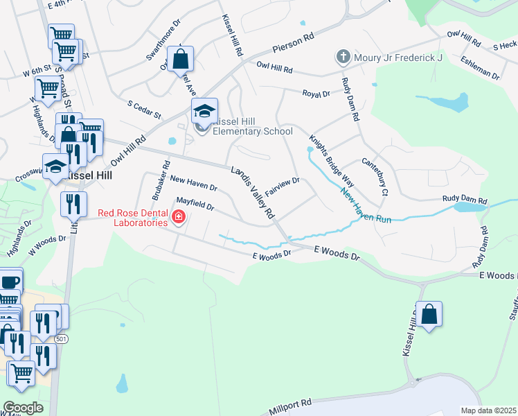 map of restaurants, bars, coffee shops, grocery stores, and more near 238 Landis Valley Road in Lititz