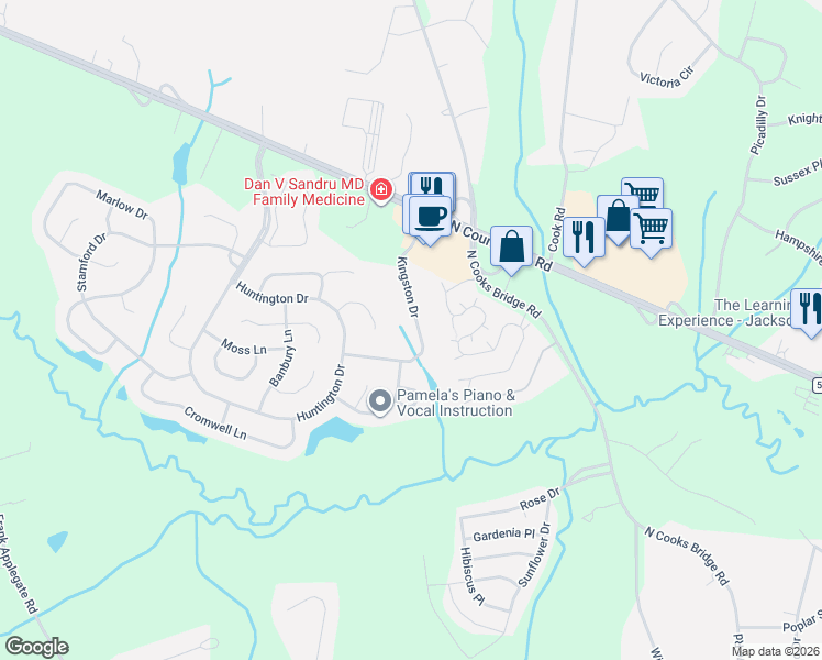 map of restaurants, bars, coffee shops, grocery stores, and more near 41 Kingston Drive in Jackson Township