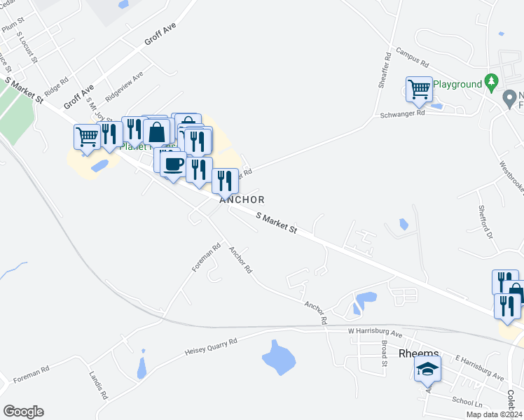 map of restaurants, bars, coffee shops, grocery stores, and more near 29 Sager Road in Elizabethtown
