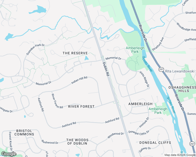map of restaurants, bars, coffee shops, grocery stores, and more near 5250 Indian Hill Road in Dublin