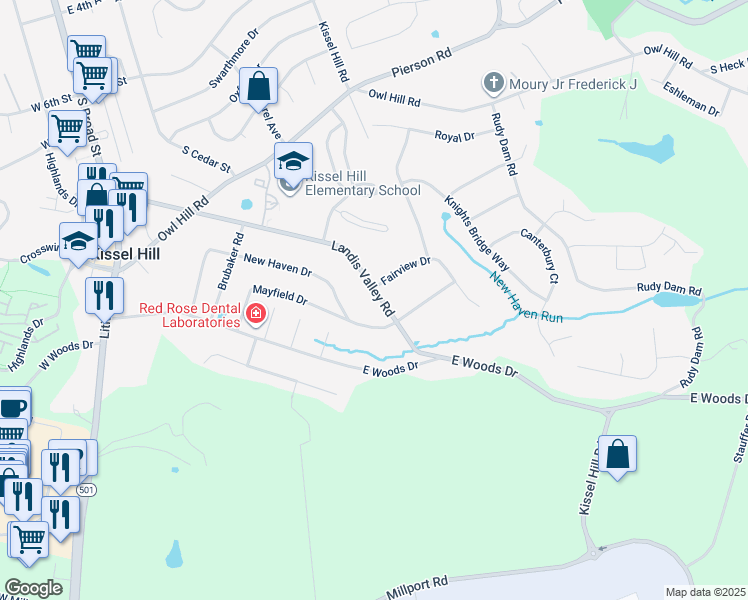map of restaurants, bars, coffee shops, grocery stores, and more near 238 Landis Valley Road in Lititz