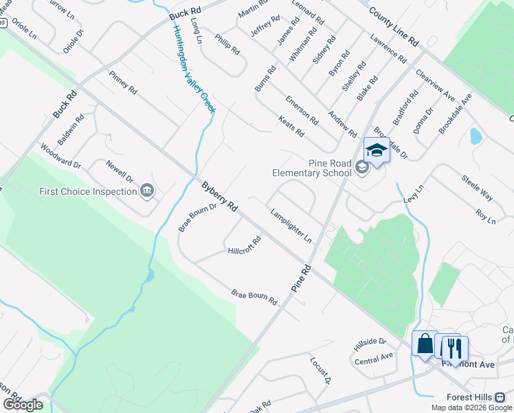 map of restaurants, bars, coffee shops, grocery stores, and more near 332 Lamplighter Lane in Montgomery County
