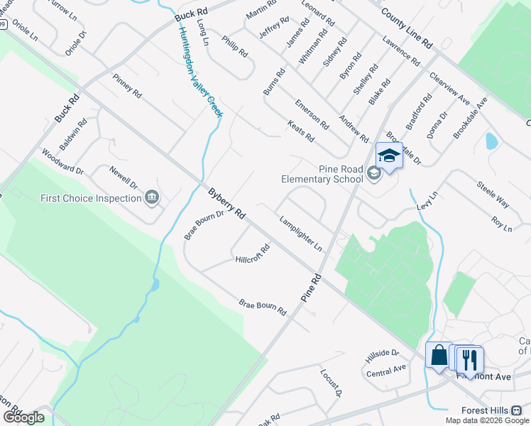 map of restaurants, bars, coffee shops, grocery stores, and more near 332 Lamplighter Lane in Montgomery County