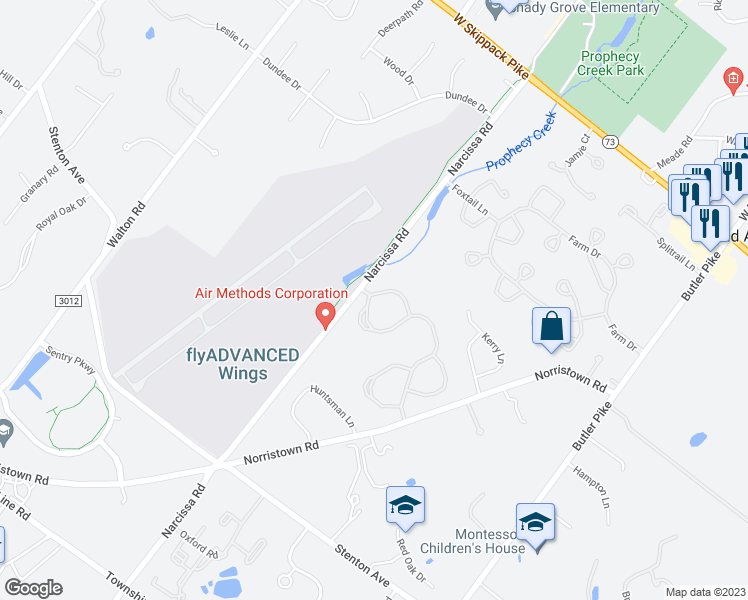 map of restaurants, bars, coffee shops, grocery stores, and more near 295 Tulip Tree Court in Blue Bell