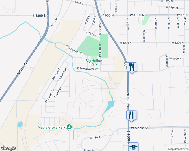 map of restaurants, bars, coffee shops, grocery stores, and more near 2025 West 800 North in Mapleton
