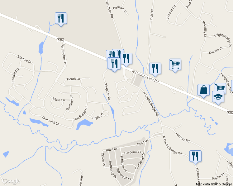 map of restaurants, bars, coffee shops, grocery stores, and more near 317 Brookfield Drive in Jackson Township