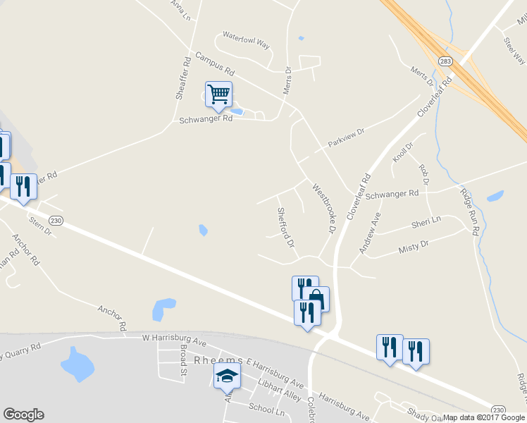 map of restaurants, bars, coffee shops, grocery stores, and more near 61 Brookfield Dr in Elizabethtown