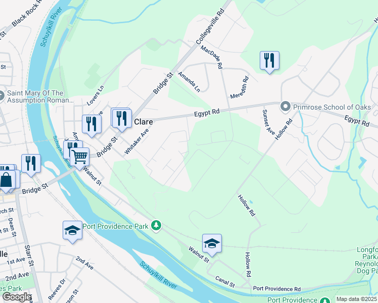 map of restaurants, bars, coffee shops, grocery stores, and more near 1204 Meadowview Lane in Mont Clare