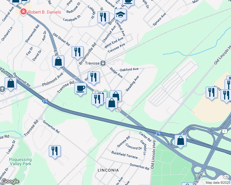 map of restaurants, bars, coffee shops, grocery stores, and more near 3055 Prospect Avenue in Feasterville-Trevose