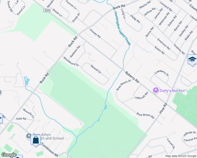 map of restaurants, bars, coffee shops, grocery stores, and more near 449 Woodward Drive in Montgomery County