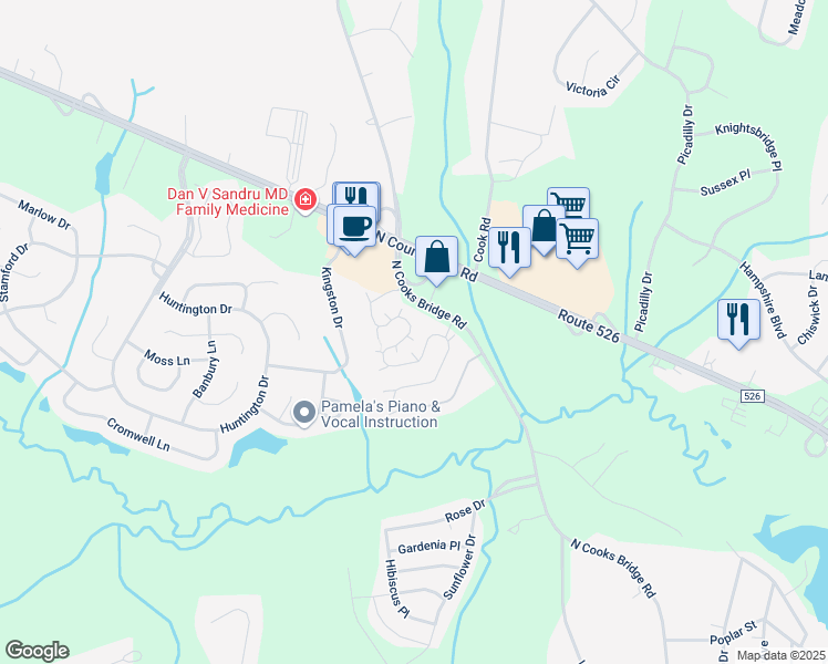 map of restaurants, bars, coffee shops, grocery stores, and more near 226 Brookfield Drive in Jackson Township