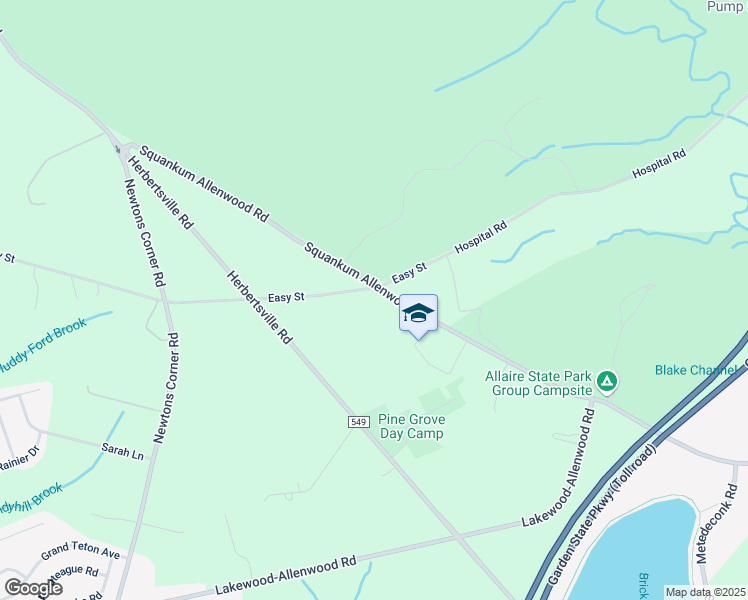 map of restaurants, bars, coffee shops, grocery stores, and more near 2400 Easy Street in Allenwood