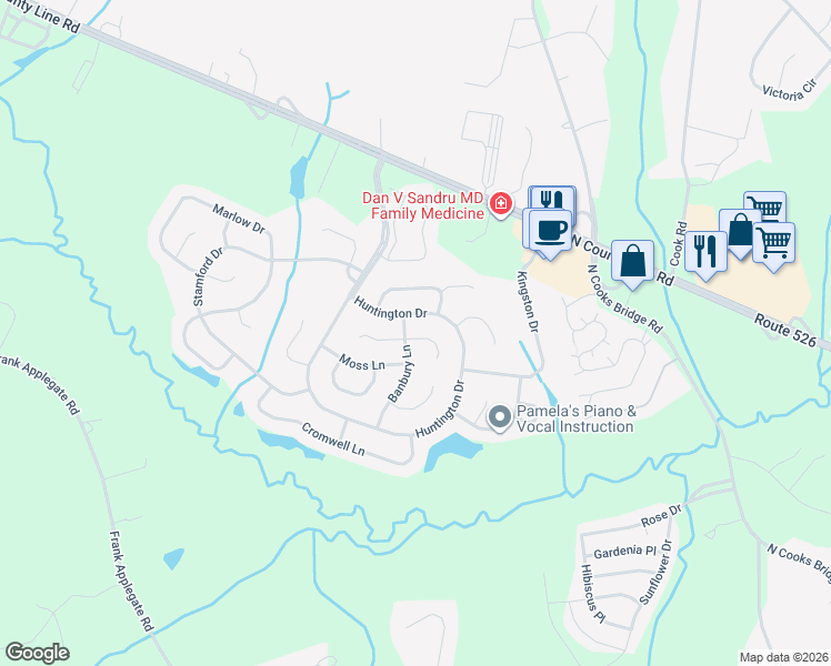 map of restaurants, bars, coffee shops, grocery stores, and more near 3 Norwick Court in Jackson Township