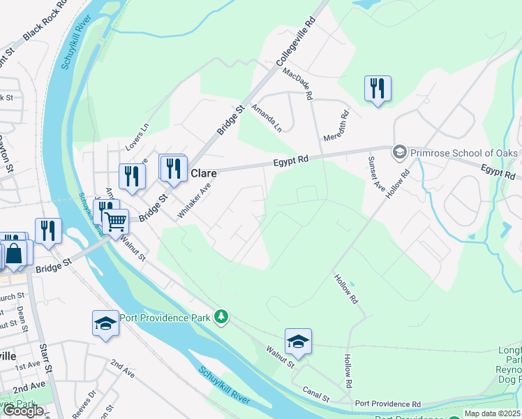 map of restaurants, bars, coffee shops, grocery stores, and more near 322 Meadowview Lane in Mont Clare