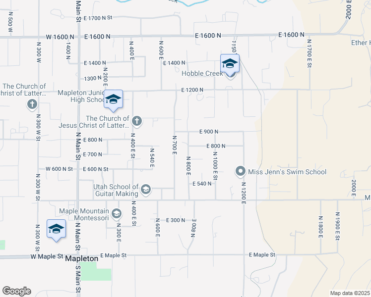 map of restaurants, bars, coffee shops, grocery stores, and more near 775 North 800 East in Mapleton
