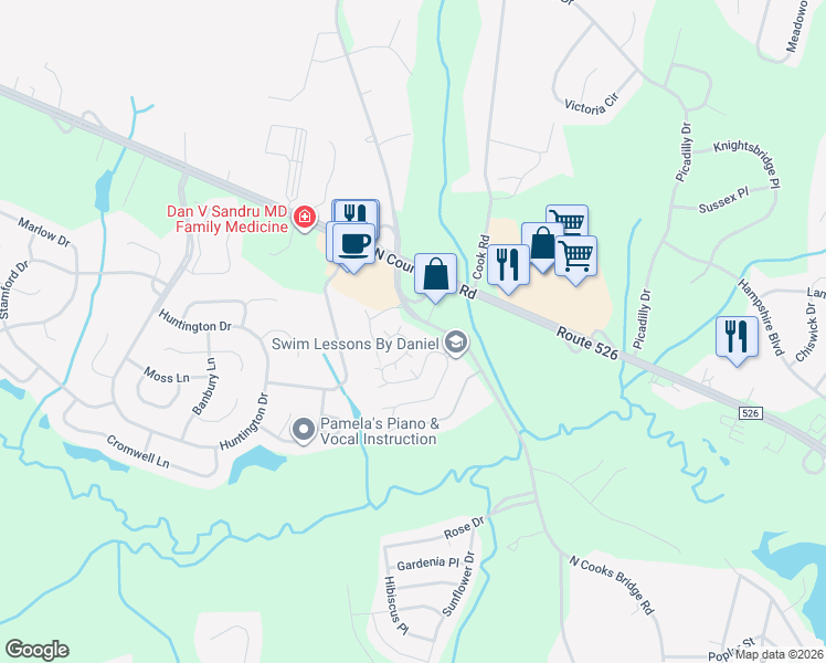 map of restaurants, bars, coffee shops, grocery stores, and more near 226 Brookfield Drive in Jackson Township