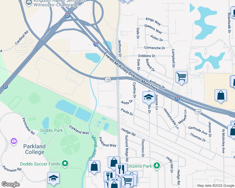 map of restaurants, bars, coffee shops, grocery stores, and more near in Champaign