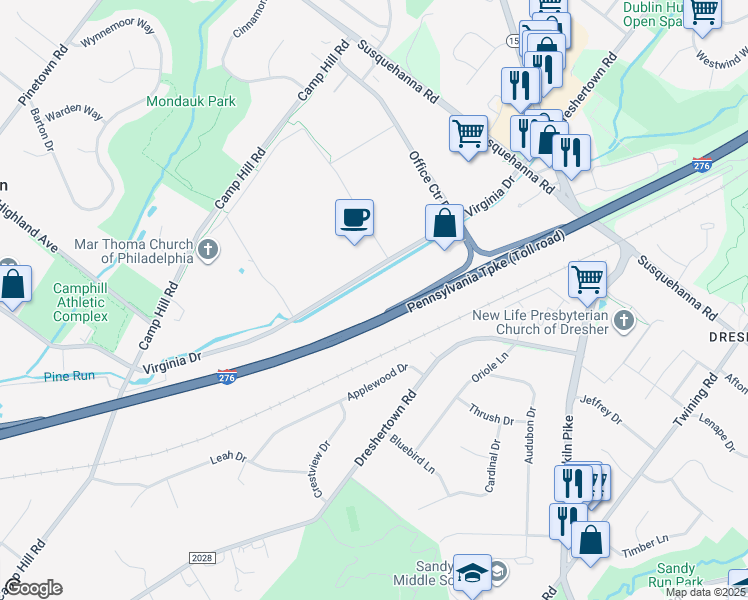 map of restaurants, bars, coffee shops, grocery stores, and more near 1125 Virginia Drive in Fort Washington