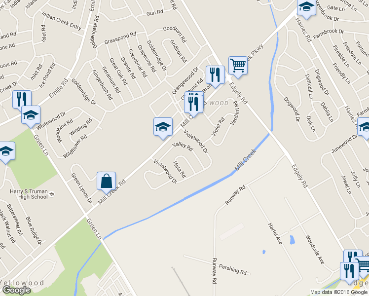 map of restaurants, bars, coffee shops, grocery stores, and more near 40 Valley Road in Levittown
