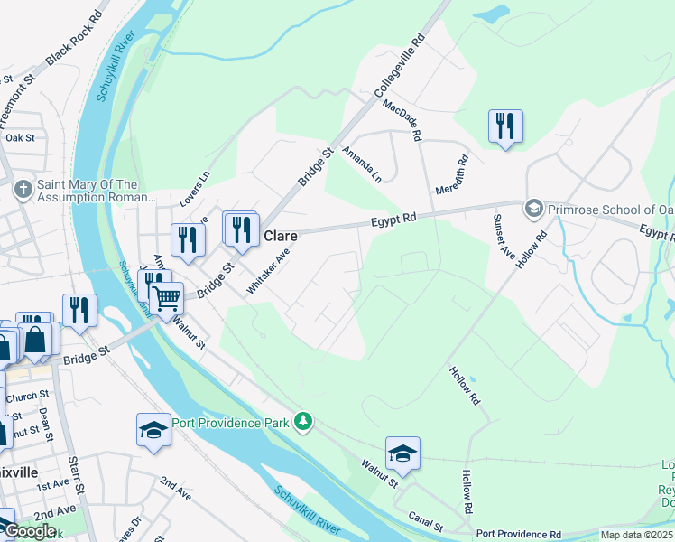 map of restaurants, bars, coffee shops, grocery stores, and more near 614 Meadowview Lane in Mont Clare