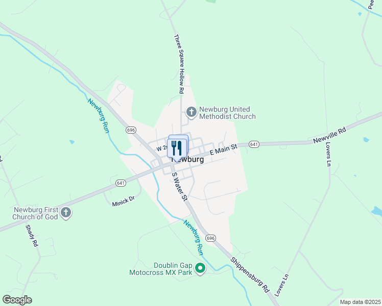 map of restaurants, bars, coffee shops, grocery stores, and more near in Newburg