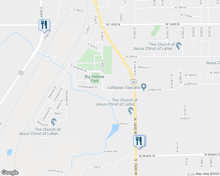 map of restaurants, bars, coffee shops, grocery stores, and more near 1896 West 800 North in Mapleton