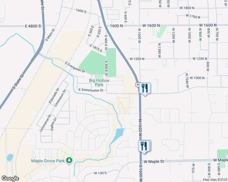 map of restaurants, bars, coffee shops, grocery stores, and more near 920 North 2000 West in Mapleton