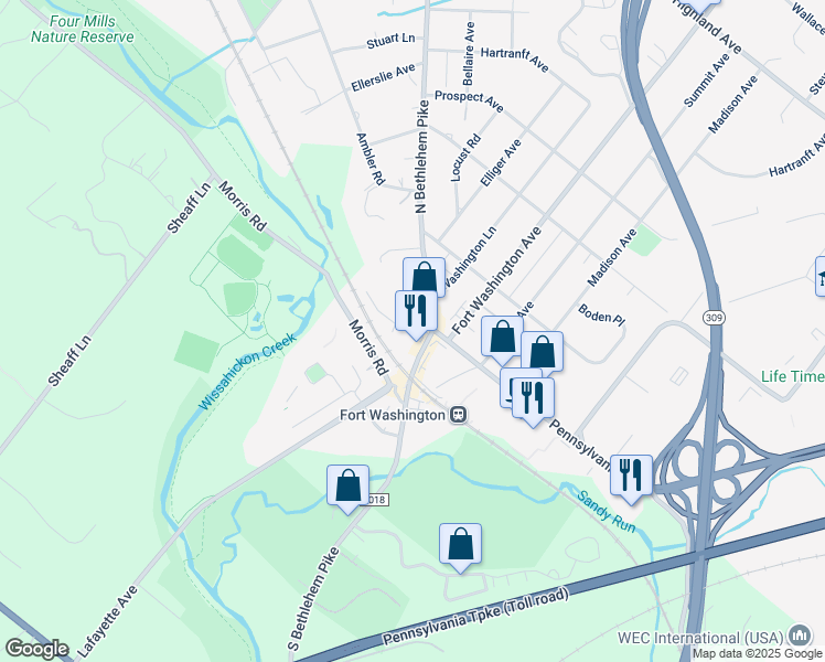 map of restaurants, bars, coffee shops, grocery stores, and more near 7238 Hollywood Road in Fort Washington