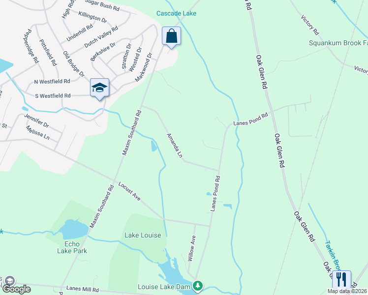 map of restaurants, bars, coffee shops, grocery stores, and more near 15 Amanda Lane in Howell Township