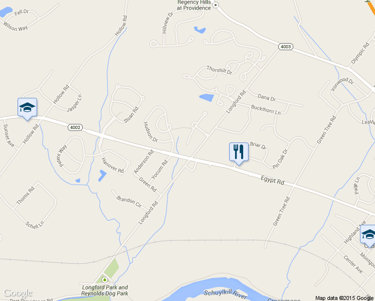 map of restaurants, bars, coffee shops, grocery stores, and more near 90 Calder Way South in Phoenixville