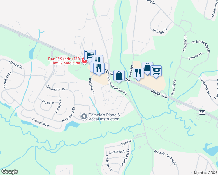 map of restaurants, bars, coffee shops, grocery stores, and more near 260 Brookfield Drive in Jackson