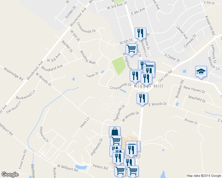 map of restaurants, bars, coffee shops, grocery stores, and more near 334 Crosswinds Drive in Lititz