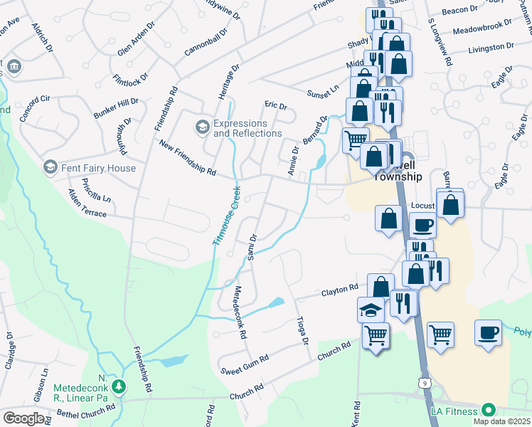 map of restaurants, bars, coffee shops, grocery stores, and more near 15 Sami Drive in Howell Township