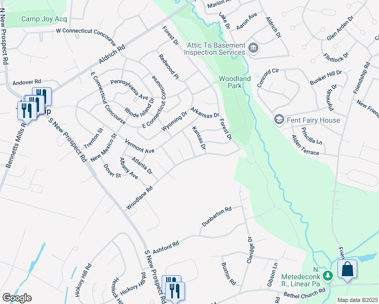 map of restaurants, bars, coffee shops, grocery stores, and more near 3 Kansas Drive in Jackson Township