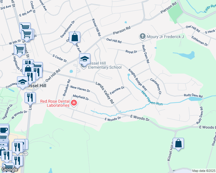 map of restaurants, bars, coffee shops, grocery stores, and more near 233 Landis Valley Road in Lititz
