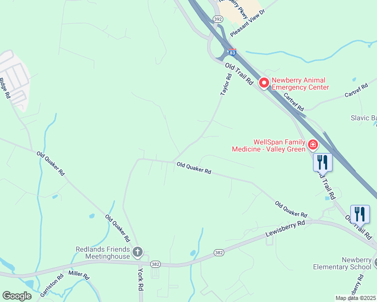 map of restaurants, bars, coffee shops, grocery stores, and more near 170 Taylor Road in York County