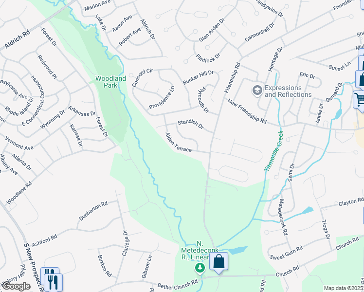 map of restaurants, bars, coffee shops, grocery stores, and more near 16 Alden Terrace in Howell