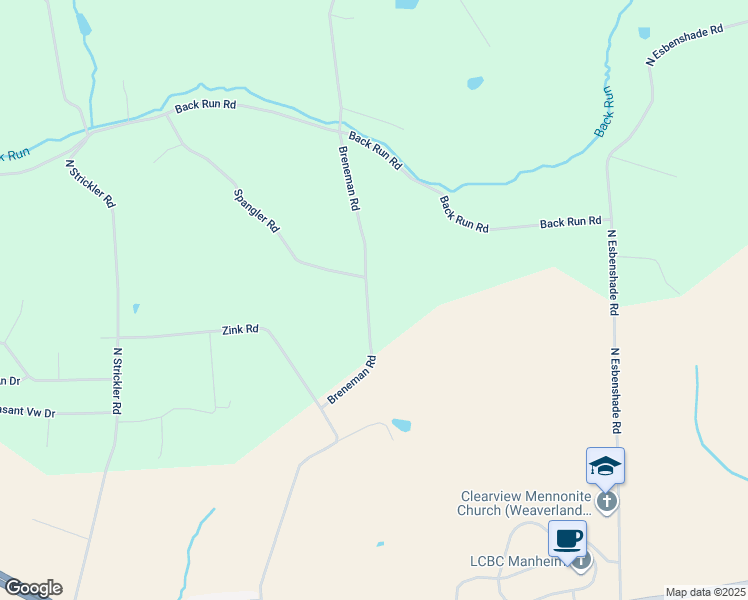 map of restaurants, bars, coffee shops, grocery stores, and more near 569 Breneman Road in Manheim
