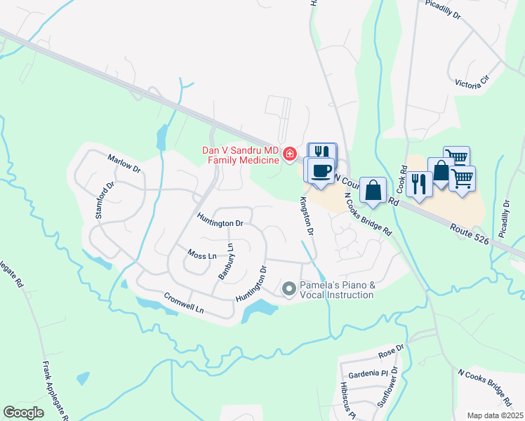map of restaurants, bars, coffee shops, grocery stores, and more near 4 Marlborough Court in Jackson Township