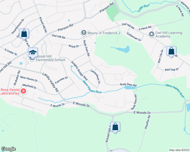map of restaurants, bars, coffee shops, grocery stores, and more near 14 Canterbury Court in Lititz