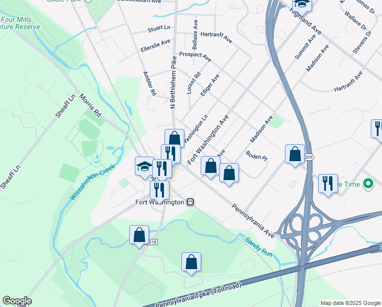 map of restaurants, bars, coffee shops, grocery stores, and more near 114 Fort Washington Avenue in Fort Washington