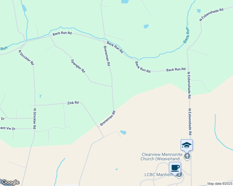 map of restaurants, bars, coffee shops, grocery stores, and more near 569 Breneman Road in Manheim