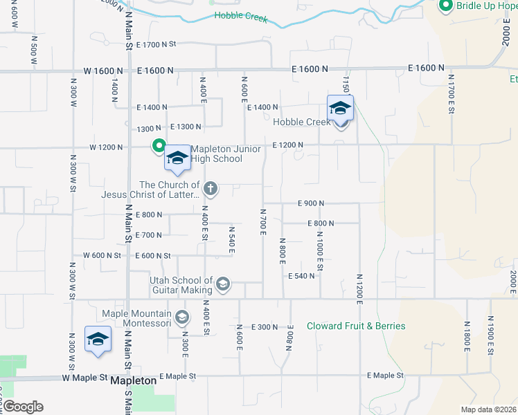 map of restaurants, bars, coffee shops, grocery stores, and more near 879 North 700 East in Mapleton