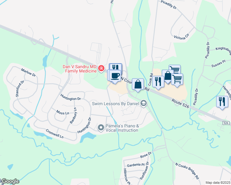map of restaurants, bars, coffee shops, grocery stores, and more near 373 Brookfield Drive in Jackson Township