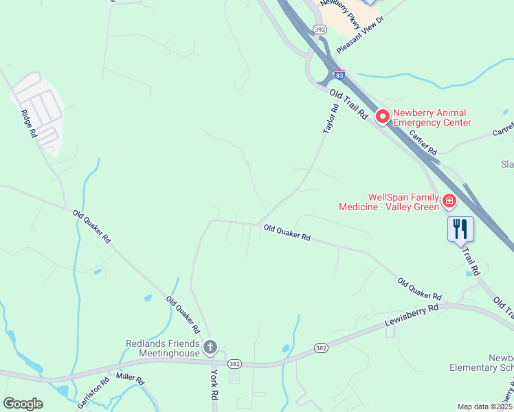 map of restaurants, bars, coffee shops, grocery stores, and more near 20 Deardorff Drive in Etters