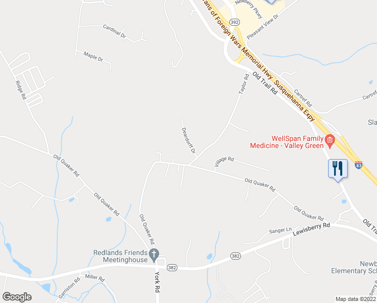 map of restaurants, bars, coffee shops, grocery stores, and more near 20 Deardorff Drive in Etters
