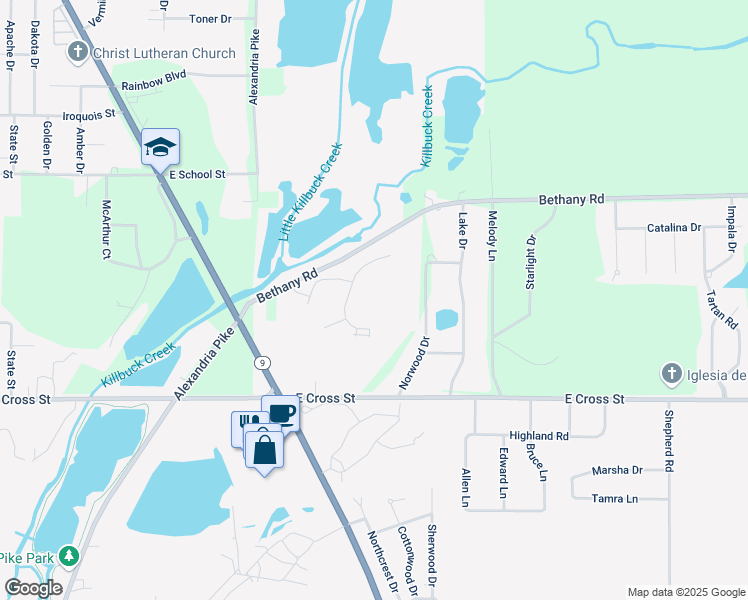 map of restaurants, bars, coffee shops, grocery stores, and more near 977 East 240 North in Anderson