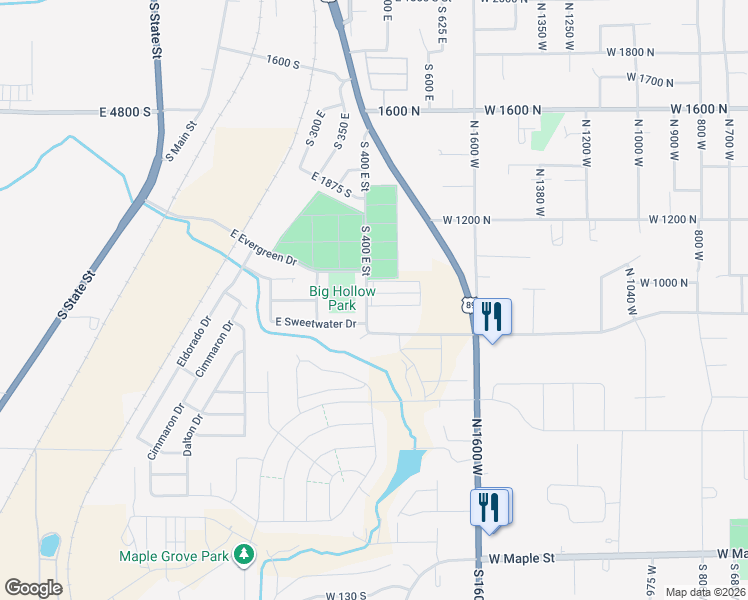 map of restaurants, bars, coffee shops, grocery stores, and more near 920 North 2000 West in Mapleton