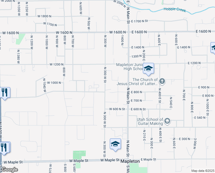 map of restaurants, bars, coffee shops, grocery stores, and more near 856 North 300 West in Mapleton
