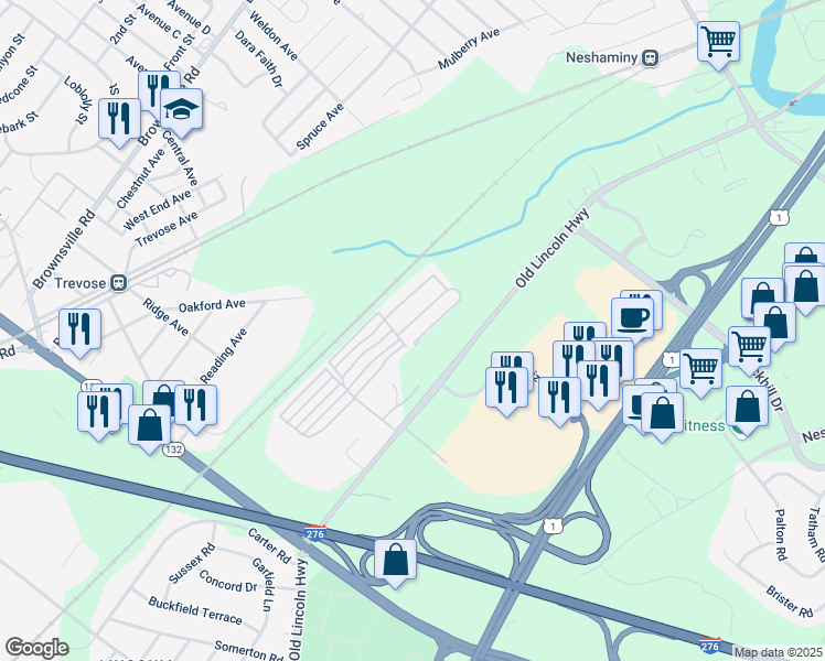 map of restaurants, bars, coffee shops, grocery stores, and more near 3565 Aster Avenue in Feasterville-Trevose